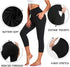 3 Pack Capri Leggings for Women with Pockets-High Waisted Tummy Control Workout Gym Yoga Pants Black
